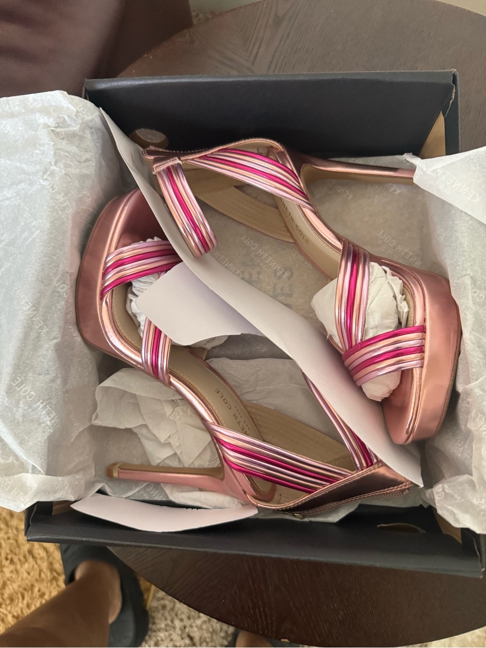 Metallic Pink Strappy High Heel Sandals - Women - Picture 2 of 9